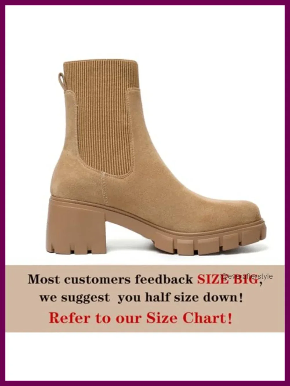 Women's Slip-On Chelsea Booties with Lug Sole Memory Foam Insole Round Toe